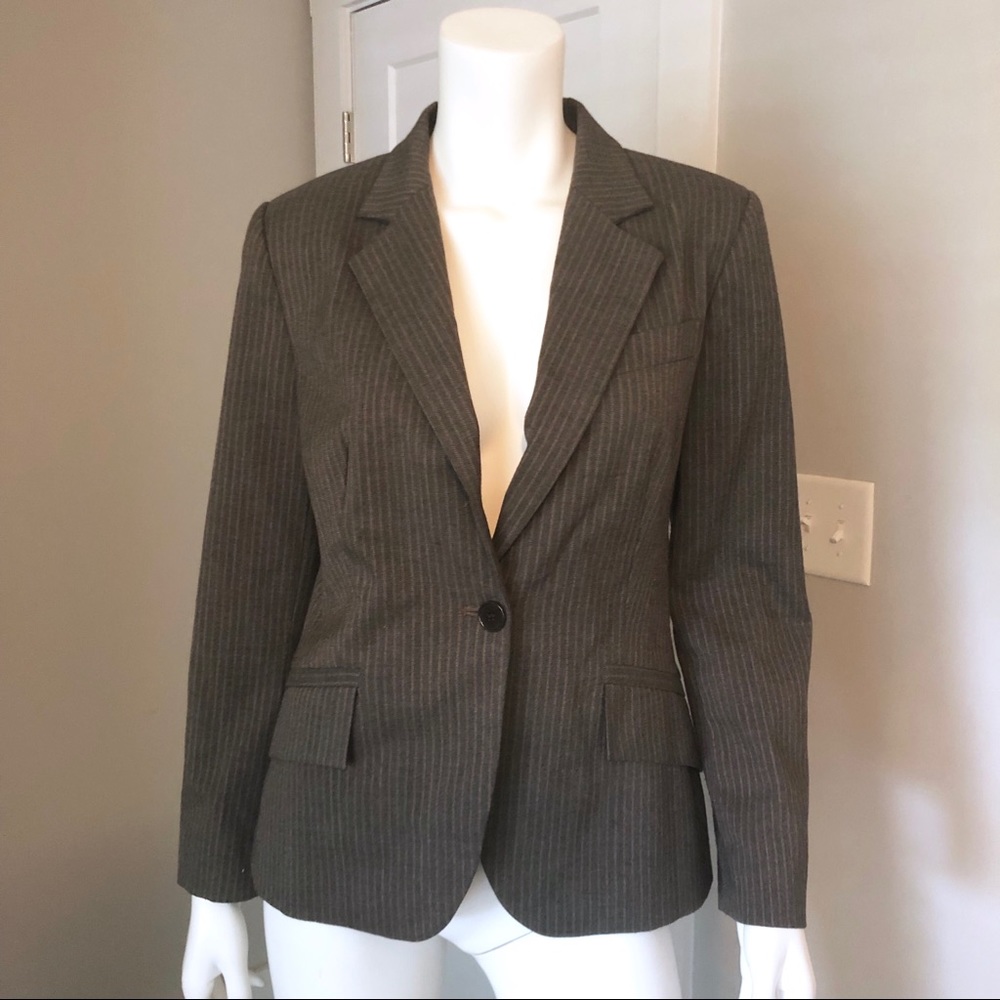 Zara Blazer Large Pinstripe Career Jacket Button